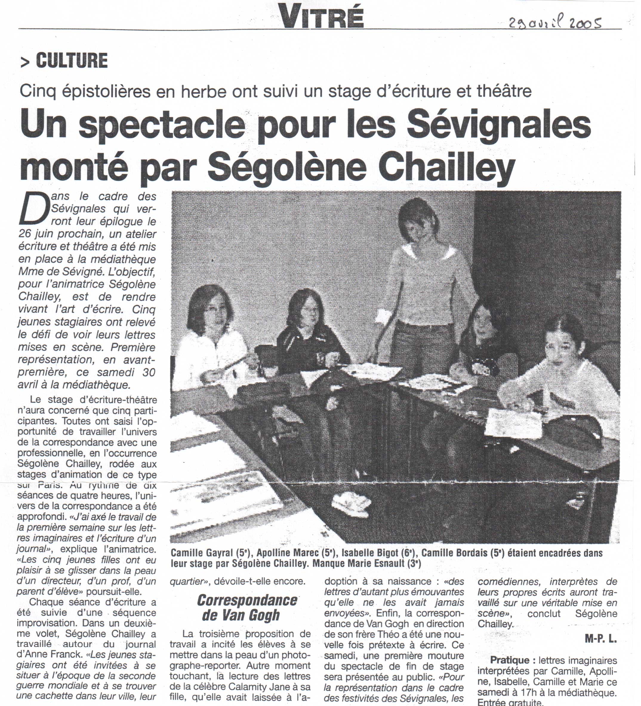 Article Segolene Chailley théâtre Spectacle-en Bretagne